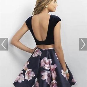 Cropped velvet top with cute floral skirt formal